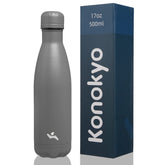 Konokyo 17oz insulated water bottle gray cap with leak-proof lid for on-the-go hydration