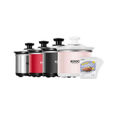 KOOC small slow cooker 0.65 qt ceramic pot, ideal for single servings.