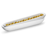 KooK olive boat tray, 12-inch white ceramic, perfect for olives and cheeses.