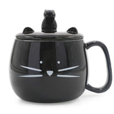 Koolkatkoo cute cat coffee mug with cell phone holder lid for hands-free video watching