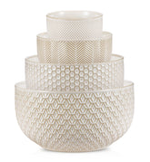 KooK ceramic nesting bowls in ivory stacked for space-saving prep