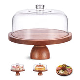 Kootek wood cake stand with lid top view showing elegant dessert presentation