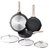 Kordisen 3-piece nonstick frying pan set with lids for healthy, low-oil cooking