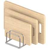 KORRTFID cutting board organizer stand front view shows slim profile saving counter space