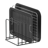 KORRTFID kitchen cabinet organizer with 5 slots keeps pans neatly stored for easy access.