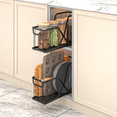KOSIWU pull-out bakeware organizer side view keeps cookie sheets within easy reach.