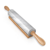 Koville marble rolling pin angled view, smooth non-stick surface for easy dough rolling