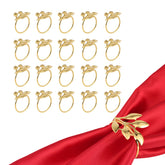 Kpdnjro gold leaf napkin ring close-up highlighting vein texture for upscale tables.