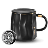 KRGMNHR flat-bottom mug with lid for even heat distribution at home or office.