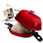 Krustic Dutch Oven oval lid in red delivers steady heat for even crust formation