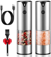 KTKUDY rechargeable salt and pepper set with 110ml capacity keeps seasoning ready.