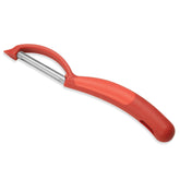 Kuhn Rikon Piranha Swivel Peeler blade close-up for thin, precise peels.