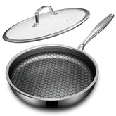 KURRUNGIE nonstick frying pan with lid 10 inch for easy daily meals