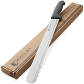 KUTLER professional 14-inch bread knife with serrated edge slices crusty loaves evenly