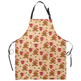 Kwlegh cute gingerbread apron front view showing adjustable fit and two pockets for cooking