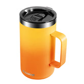 KXIAOCHEN 20oz insulated mug with mango-yellow lid keeps drinks hot or cold on the go.