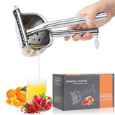 KYACHITOS large lemon squeezer front view highlighting sturdy stainless steel construction for smooth juicing.