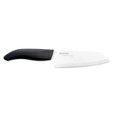 Kyocera FK-140-WH ceramic santoku knife, precise slicing with a lightweight blade.