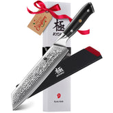 KYOKU Kiritsuke knife 8.5-inch blade delivers precise, clean cuts for meats and vegetables.