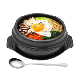 Laffoonparts Korean stone bowl, 6.3-inch diameter, ideal for sizzling bibimbap at table