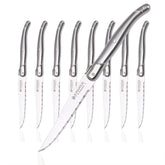 Laguiole by Hailingshan steak knives serrated edge close-up for effortless slicing
