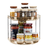 LAMU 2-tier amber lazy susan in cabinet for spice organization