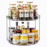 LAMU 2-tier lazy Susan assembly demonstrating sturdy two-tier setup for cabinet organization.