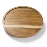 LAMU 12'' Acacia Lazy Susan on table showing natural grain for elegant table organization