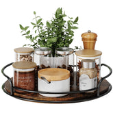 LAMU Lazy Susan wooden 9-inch front view for easy access to spices