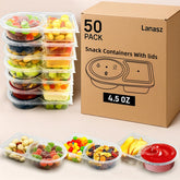 Lanasz 50-pack snack containers with dual compartments for easy meal prep on the go