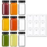 LANDNEOO 9-pack 2oz bottle with black lids for portable storage.