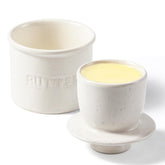 LANDNEOO butter crock with lid on countertop preserves freshness for easy morning spreads.