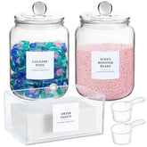LANDNEOO glass jars with airtight lids for organized pantry storage.