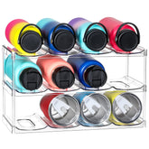 LANDNEOO 3-tier bottle organizer front view holds large 40oz tumblers neatly