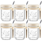 LANDNEOO overnight oats containers six-pack with wide openings for easy filling and cleaning