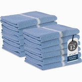 LANE LINEN Indigo stripe kitchen towel, highly absorbent for quick spill cleanup.