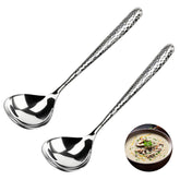 LANGMINGDE deep-round soup spoon with hammered finish, ideal for rich soups.