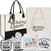 Langyiwee Baking Queen canvas tote for durable carrying at bake sales and events.