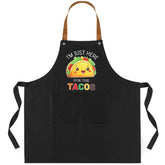 Langyiwee Taco Apron front view with bold black and yellow styling for lively cooking
