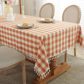 Laolitou checkered fall tablecloth in orange showcases buffalo plaid for cozy farmhouse dining.