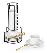 Lareina 8oz cappuccino cups with matte porcelain finish, ideal for daily home coffee rituals.