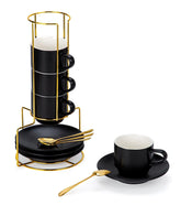 Lareina 8oz cappuccino cups set in matte porcelain for stylish daily use.