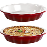Lareina 9-inch deep dish pie pan showing generous filling capacity for pies and pot pies.
