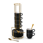 Lareina porcelain espresso cups set with six pieces for daily double-shot espressos