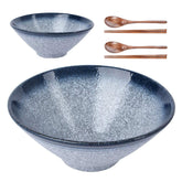 Lareina blue ceramic ramen bowl with glaze for authentic at-home ramen.