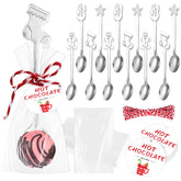 Lasnten Christmas spoons with four handle patterns for festive cocoa.