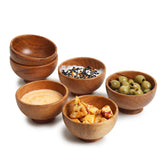 Lavaux Designs acacia small bowls 6-pack on a rustic table for dips and condiments