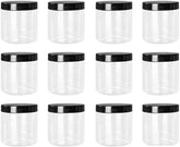 Lawei 12-pack clear jars with black lids for organized pantry storage.