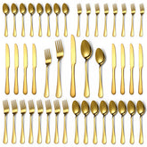 Lazycorner gold silverware set with 8 dinner knives, dishwasher safe and rust resistant.