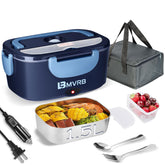 LBMVRB electric lunch box blue front view showing portable heating for meals on the go